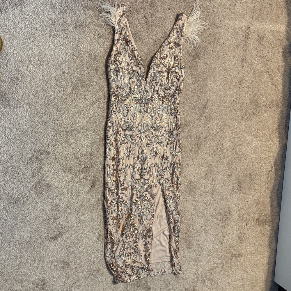 Windsor Beige Embellished Dress